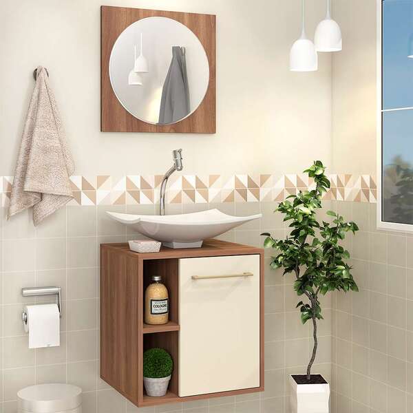 Conjunto De Gabinete Suspenso E Espelheira Veneza 1 Pt Manche