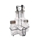 Conjunto De Galheteiro De Vidro Com Suporte De Ferro 4pçs 250
