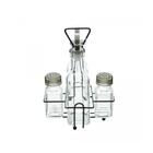 Conjunto De Galheteiro De Vidro Com Suporte De Ferro 4pçs 250