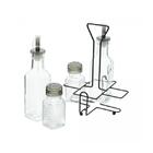 Conjunto De Galheteiro De Vidro Com Suporte De Ferro 4pçs 250