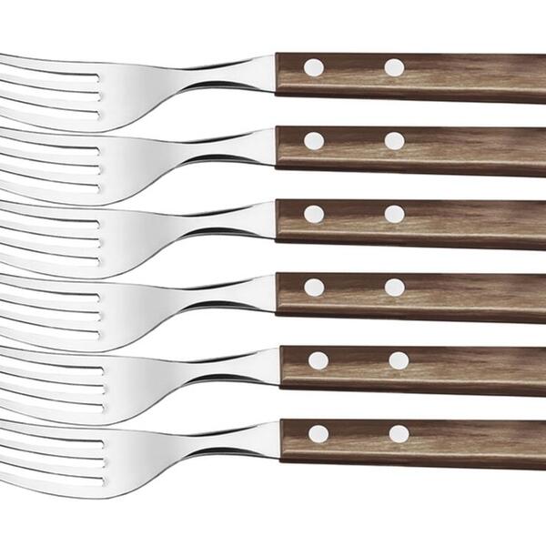 Conjunto De Garfos De Mesa 6 Pcs Polywood Castanho Laminas De