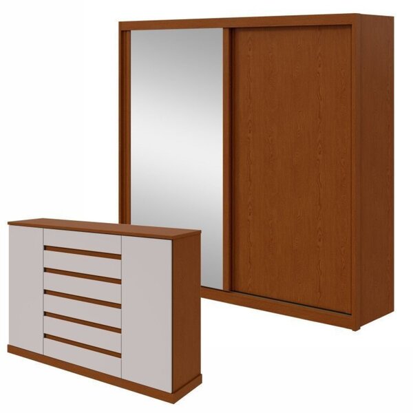 Conjunto De Guarda-roupa 2 Portas 4 Gavetas 100% Mdf Nix Com