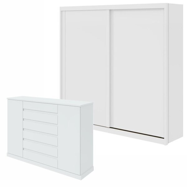 Conjunto De Guarda-roupa 2 Portas 4 Gavetas 100% Mdf Nix e Cô