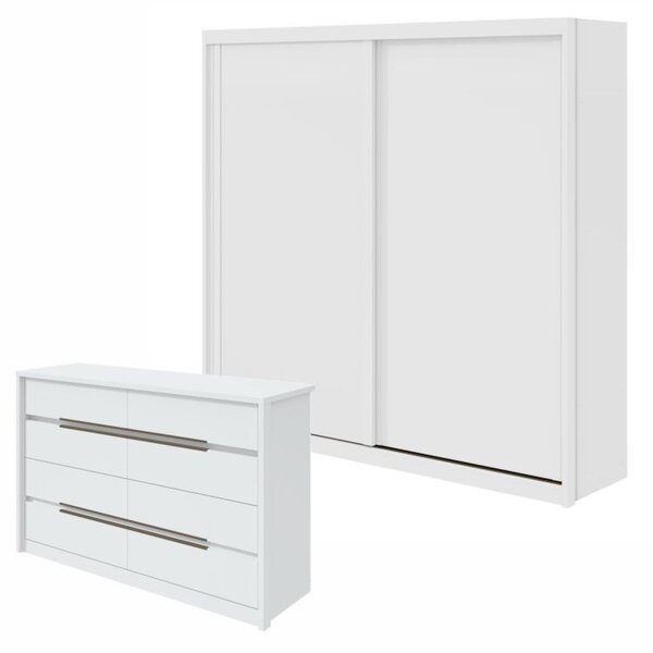 Conjunto De Guarda-roupa 2 Portas 4 Gavetas 100% Mdf Nix e Cô