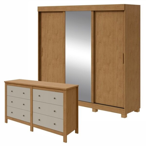 Conjunto De Guarda-roupa 3 Portas 3 Gavetas Saion Plus 1 Port