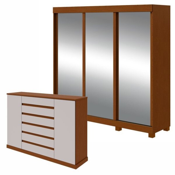 Conjunto De Guarda-roupa 3 Portas 3 Gavetas Saion Plus Super