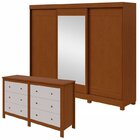 Conjunto De Guarda-roupa 3 Portas 4 Gavetas Nice Com Espelho