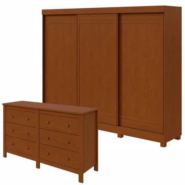 Conjunto De Guarda-roupa 3 Portas 4 Gavetas Nice Com Pés e Cô