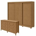 Conjunto De Guarda-roupa 3 Portas 4 Gavetas Nice Com Pés e Cô