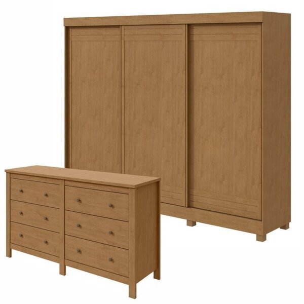 Conjunto De Guarda-roupa 3 Portas 4 Gavetas Nice Com Pés e Cô