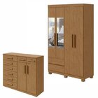Conjunto De Guarda-roupa 4 Portas 2 Gavetas Zeus Com Espelho