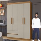 Conjunto De Guarda-roupa 4 Portas 2 Gavetas Zeus e Cômoda 1 P