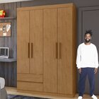 Conjunto De Guarda-roupa 4 Portas 2 Gavetas Zeus e Cômoda 1 P