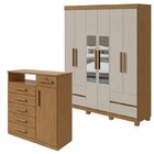 Conjunto De Guarda-roupa 6 Portas 4 Gavetas Zeus Com Espelho
