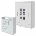 Conjunto De Guarda-roupa 6 Portas 4 Gavetas Zeus Com Espelho