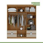 Conjunto De Guarda-roupa 6 Portas 4 Gavetas Zeus e Cômoda 1 P