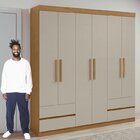 Conjunto De Guarda-roupa 6 Portas 4 Gavetas Zeus e Cômoda 8 G