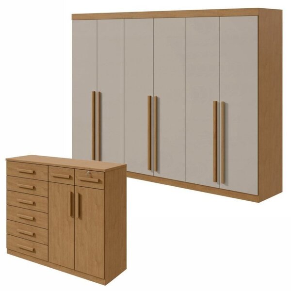 Conjunto De Guarda-roupa 6 Portas Bertha Com Cômoda Toronto A