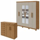 Conjunto De Guarda-roupa 6 Portas Com Espelho E Pés Jazz E Cô