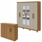 Conjunto De Guarda-roupa 6 Portas Com Espelho E Pés Jazz E Cô
