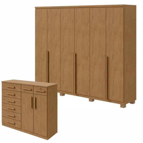 Conjunto De Guarda-roupa Alonzo Com Pés E Cômoda Toronto Amên