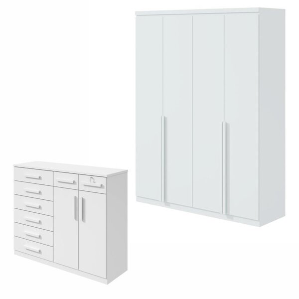 Conjunto De Guarda-roupa Alonzo E Cômoda Toronto Branco