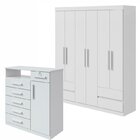 Conjunto De Guarda-roupa Casal Com Espelho 6 Portas 4 Gavetas