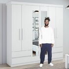 Conjunto De Guarda-roupa Casal Com Espelho 6 Portas 4 Gavetas