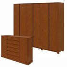 Conjunto De Guarda-roupa Casal Leder 6 Portas Com Pés e Cômod