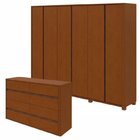 Conjunto De Guarda-roupa Casal Leder 6 Portas Com Pés e Cômod