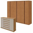 Conjunto De Guarda-roupa Casal Leder 6 Portas e Cômoda 2 Port