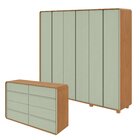 Conjunto De Guarda-roupa Casal Loop 6 Portas Com Pés e Cômoda