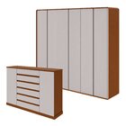 Conjunto De Guarda-roupa Casal Loop 6 Portas e Cômoda 2 Porta