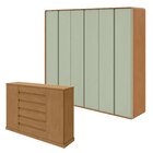 Conjunto De Guarda-roupa Casal Loop 6 Portas e Cômoda 2 Porta