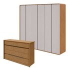 Conjunto De Guarda-roupa Casal Loop 6 Portas e Cômoda 8 Gavet