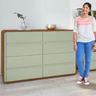 Conjunto De Guarda-roupa Casal Loop 6 Portas e Cômoda 8 Gavet