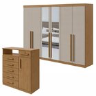 Conjunto De Guarda-roupa Com Espelho Bertha Com Cômoda Da Vin