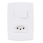 Conjunto de Interruptor Simples com Tomada Energia 10A Branco Lille Lexman