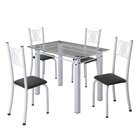 Conjunto De Jantar Mesa 100x60cm Tampo De Vidro Incolor Com 4