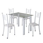 Conjunto De Jantar Mesa 100x60cm Tampo De Vidro Incolor Com 4