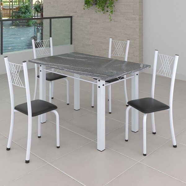 Conjunto De Jantar Mesa 120x75cm Tampo De Granito Topázio Com