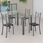 Conjunto De Jantar Mesa 120x75cm Tampo De Vidro Incolor Com 4