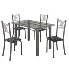 Conjunto De Jantar Mesa 120x75cm Tampo De Vidro Incolor Com 4