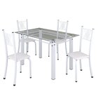 Conjunto De Jantar Mesa 120x75cm Tampo De Vidro Incolor Com 4