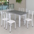 Conjunto De Jantar Mesa 140x75cm Tampo De Granito Topázio Com