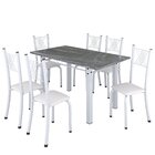 Conjunto De Jantar Mesa 140x75cm Tampo De Granito Topázio Com