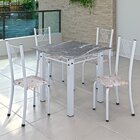 Conjunto De Jantar Mesa 70x70cm Tampo De Granito Topázio Com