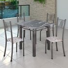 Conjunto De Jantar Mesa 70x70cm Tampo De Granito Topázio Com