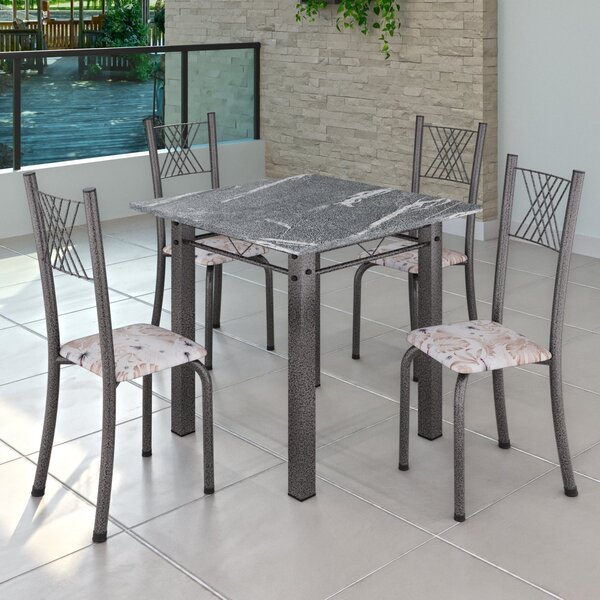 Conjunto De Jantar Mesa 70x70cm Tampo De Granito Topázio Com