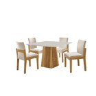 Conjunto De Jantar Mesa Áustria 0,90cm X 0,90cm Tampo Mdf/vid